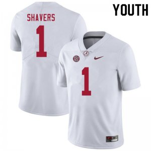 NCAA Youth Alabama Crimson Tide #1 Tyrell Shavers Stitched College 2020 Nike Authentic White Football Jersey KZ17T13UH